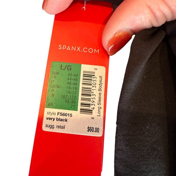 NEW Spanx  L The Base Bodysuit Very Black, Long Sleeve - Picture 3 of 6